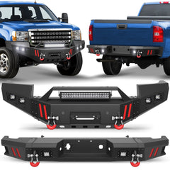 11-14 GMC Sierra Front and Rear Bumper Combo, Full Width Offroad Bumper Set for 2011-2014 GMC Sierra 2500/3500