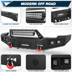 11-14 Silverado Front and Rear Bumper Combo, Full Width Offroad Bumpers for 2011-2014 Chevy Silverado 2500/3500