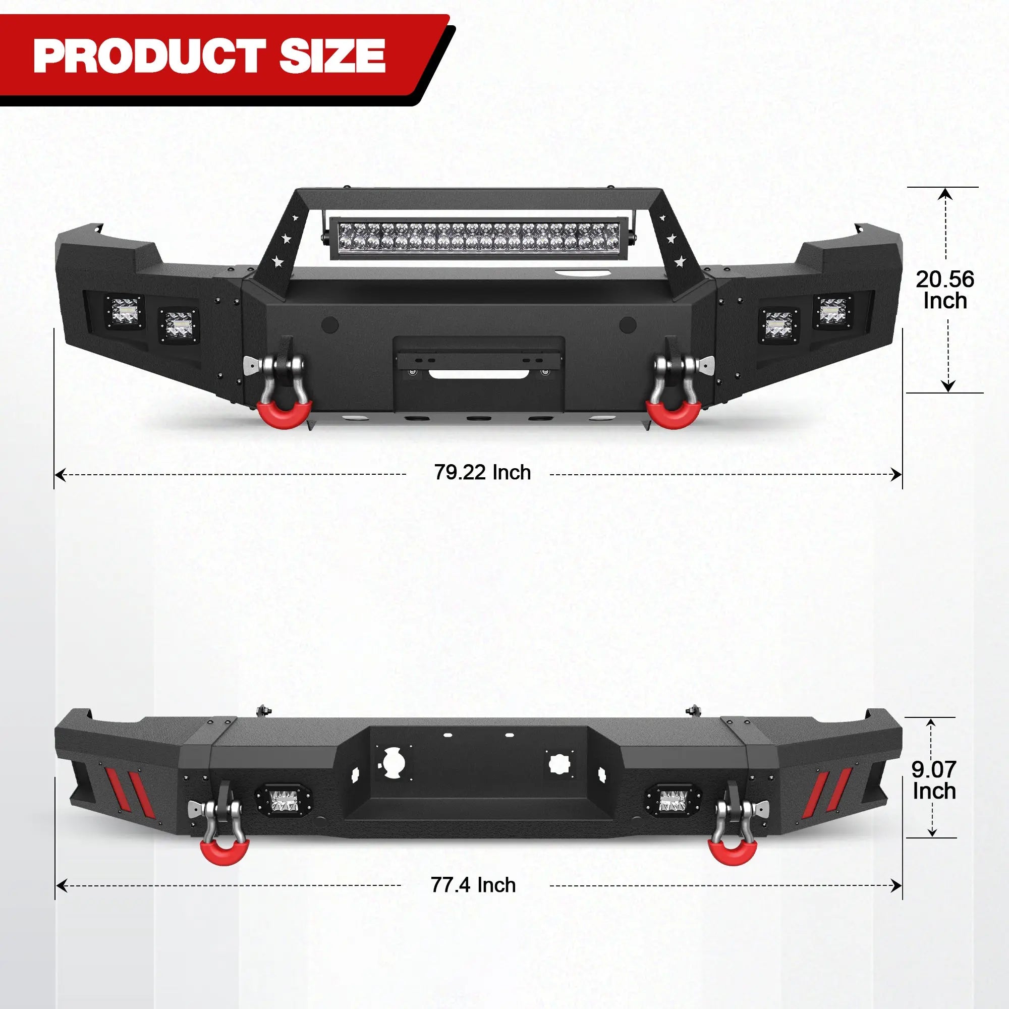 11-14 Silverado Front and Rear Bumper Combo, Full Width Offroad Bumpers for 2011-2014 Chevy Silverado 2500/3500 POFENZE