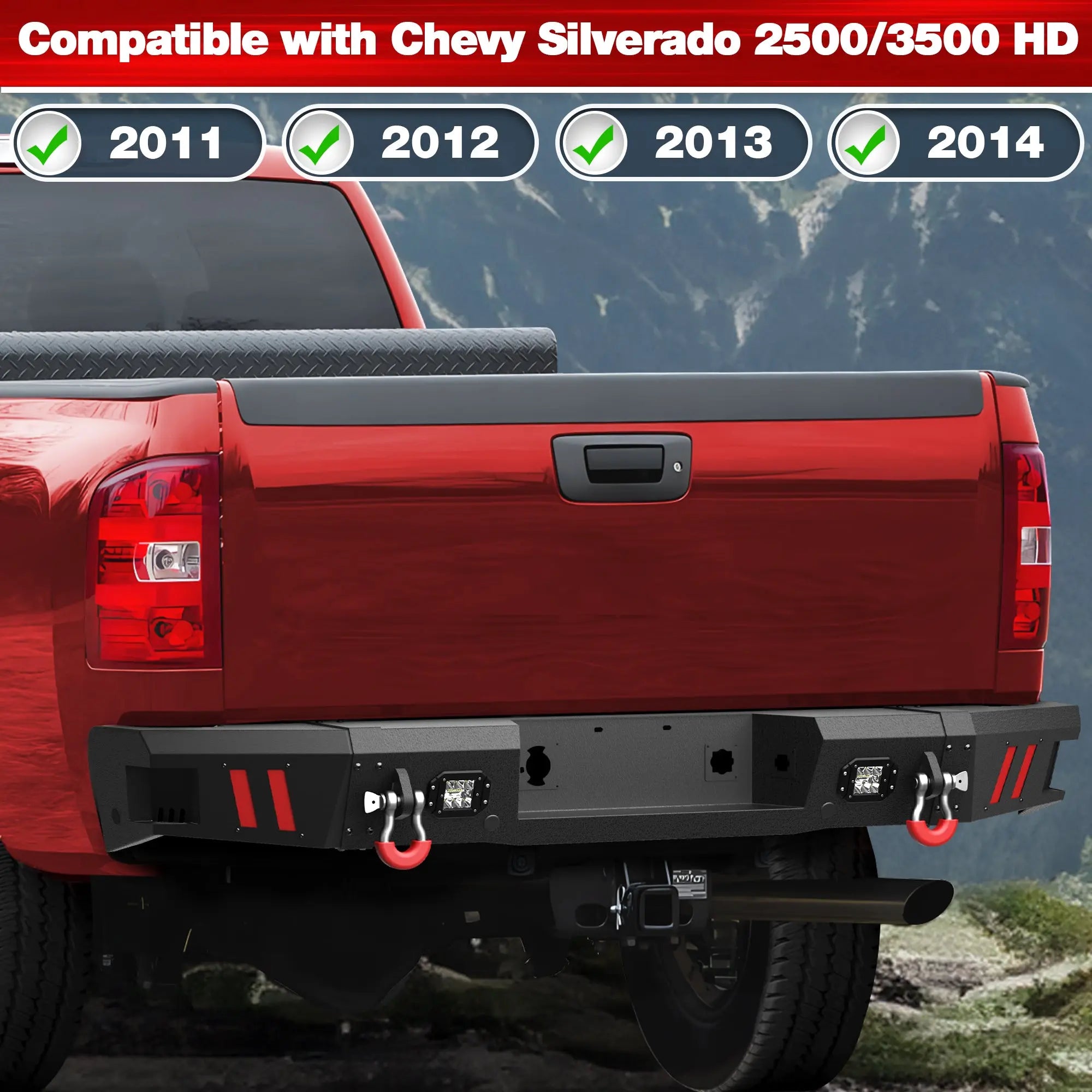 11-14 Silverado Front and Rear Bumper Combo, Full Width Offroad Bumpers for 2011-2014 Chevy Silverado 2500/3500 POFENZE