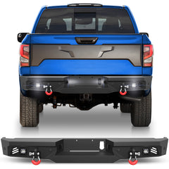 Titan Rear Bumper Full Width for 2016-2024 Nissan Titan, w/Step Plate, Fog Lights, License Plate Lights and D-rings (Not Fit Intelligent Radar Sensors)
