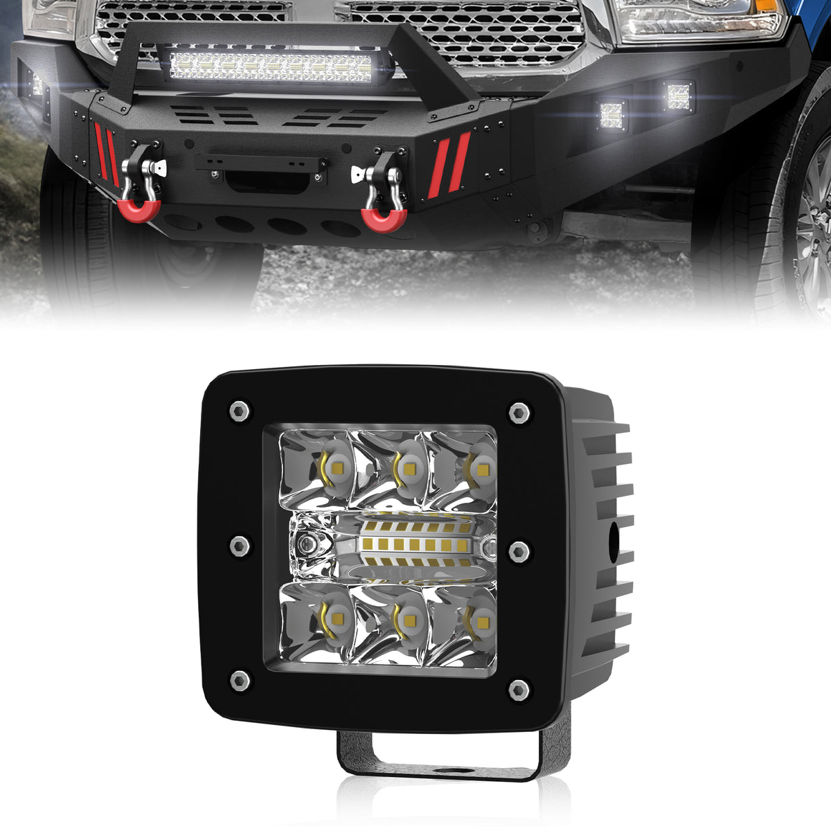 POFENZE 18W LED Pod Light for Front & Rear Bumpers, 1 PC