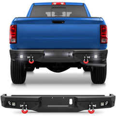 Front Bumper Compatible with Dodge Ram 1500 2013-2018 (Exclude Rebel) and Ram 1500 2019-2023 Classic, with Winch Plate, LED Lights and D-rings