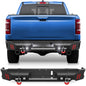 Rear Bumper Compatible with Ram 1500 2019-2024, Textured Black Pickup Truck Bumper for Ram 1500, with Step Plate, Lights, Sensor Holes and D-rings (Exclude Classic)