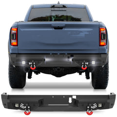 Rear Bumper Compatible with Ram 1500 2021-2024 Textured Black Pickup Truck Bumper for Ram 1500