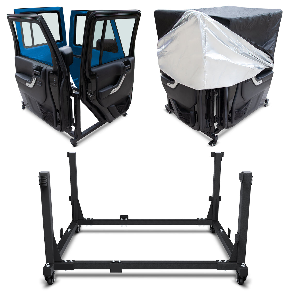 POFENZE Jeep Door Storage Cart for Wrangler YJ TJ JK JL & Gladiator JT, 4-Door Rolling Holder