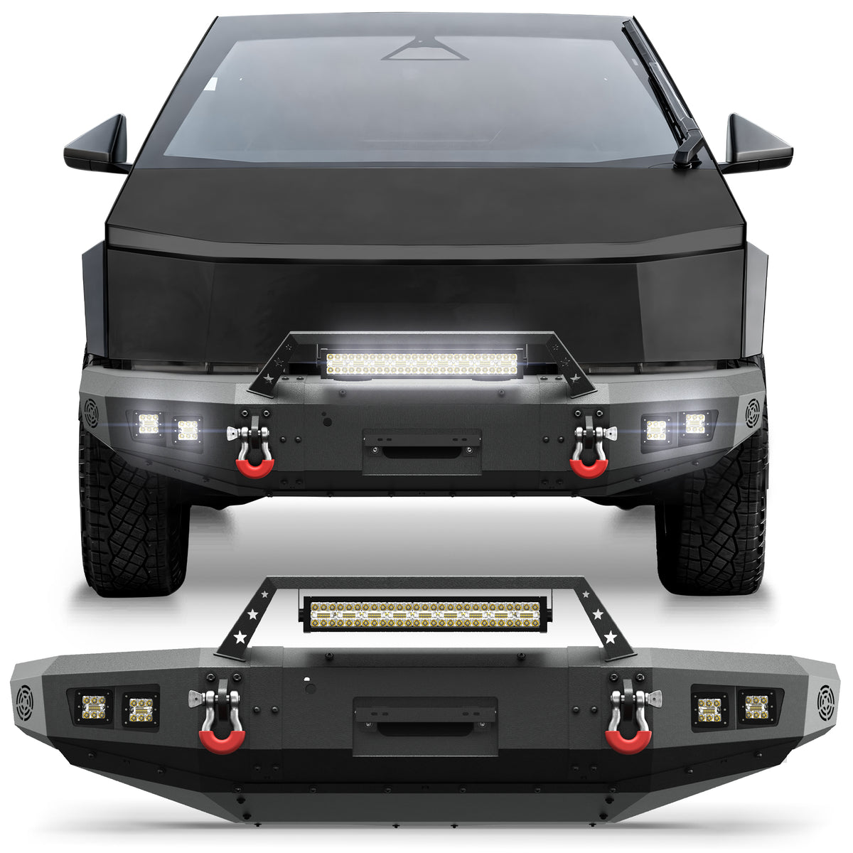 POFENZE Front Bumper for 2024 2025 2026 Tesla Cybertruck