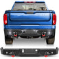 Rear Bumper for 2019-2024 Chevy Silverado/GMC Sierra 1500 Full Width Offroad Bumper w/Step Plate, 2x18w Lights, D-rings, License Plate Lights for 2019-2024 Chevy Silverado and GMC Sierra 1500 Trucks