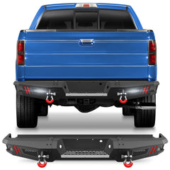 Rear Bumper Fit for Ford F-150 2009-2014, Textured Black Pickup Truck F150 Bumper (Excluding Raptor)