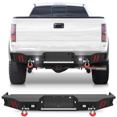Rear Bumper for 2010-2014 Ford F150 SVT Raptor Full Width Offroad Bumper w/Step Plate, 2x18w Lights, D-rings&nbsp;