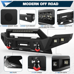 Front & Rear Bumper Combo for 2019-2026 Ram 2500 & 3500 | Heavy-Duty Steel Bumper Set with Winch Plate, Lights, D-Rings & Rear Step