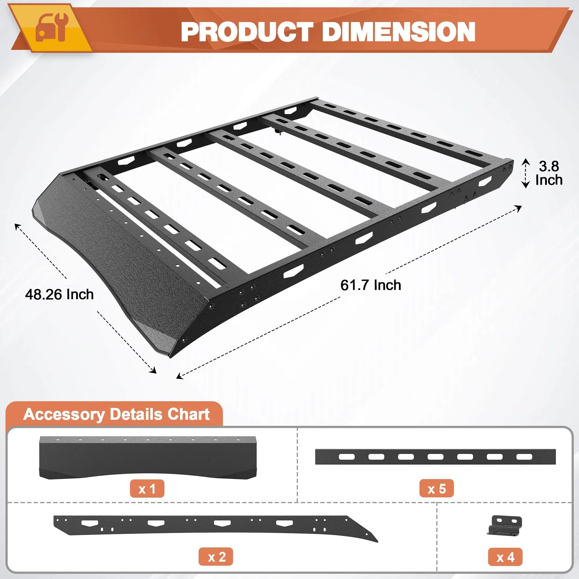 2024-2025 Toyota Tacoma Roof Rack Double Cab Crew Cab（4 Doors Cargo Carriers Luggage Storage Heavy Duty Basket Holder Carbon Steel Cross Bars POFENZE
