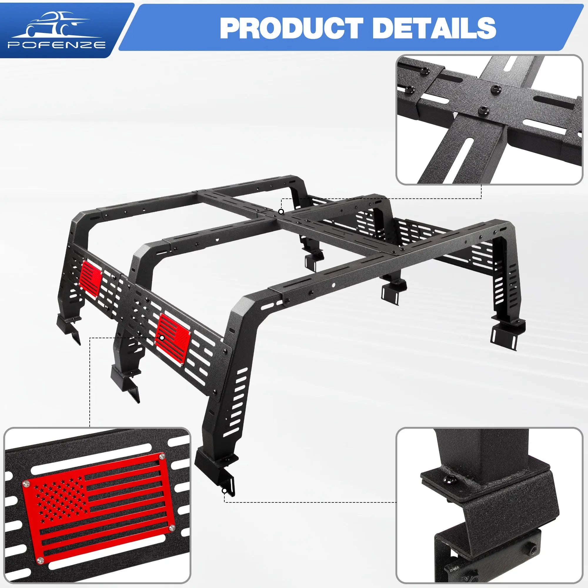 22.5" High Truck Bed Rack for Full-Size Trucks w/Out Bed Rails Overland Bed Rack for 2002-2023 Dodge Ram 1500, 2014-2022 Chevy Silverado 1500, 2015-2023 Ford F150, 2007-2013 Tundra POFENZE