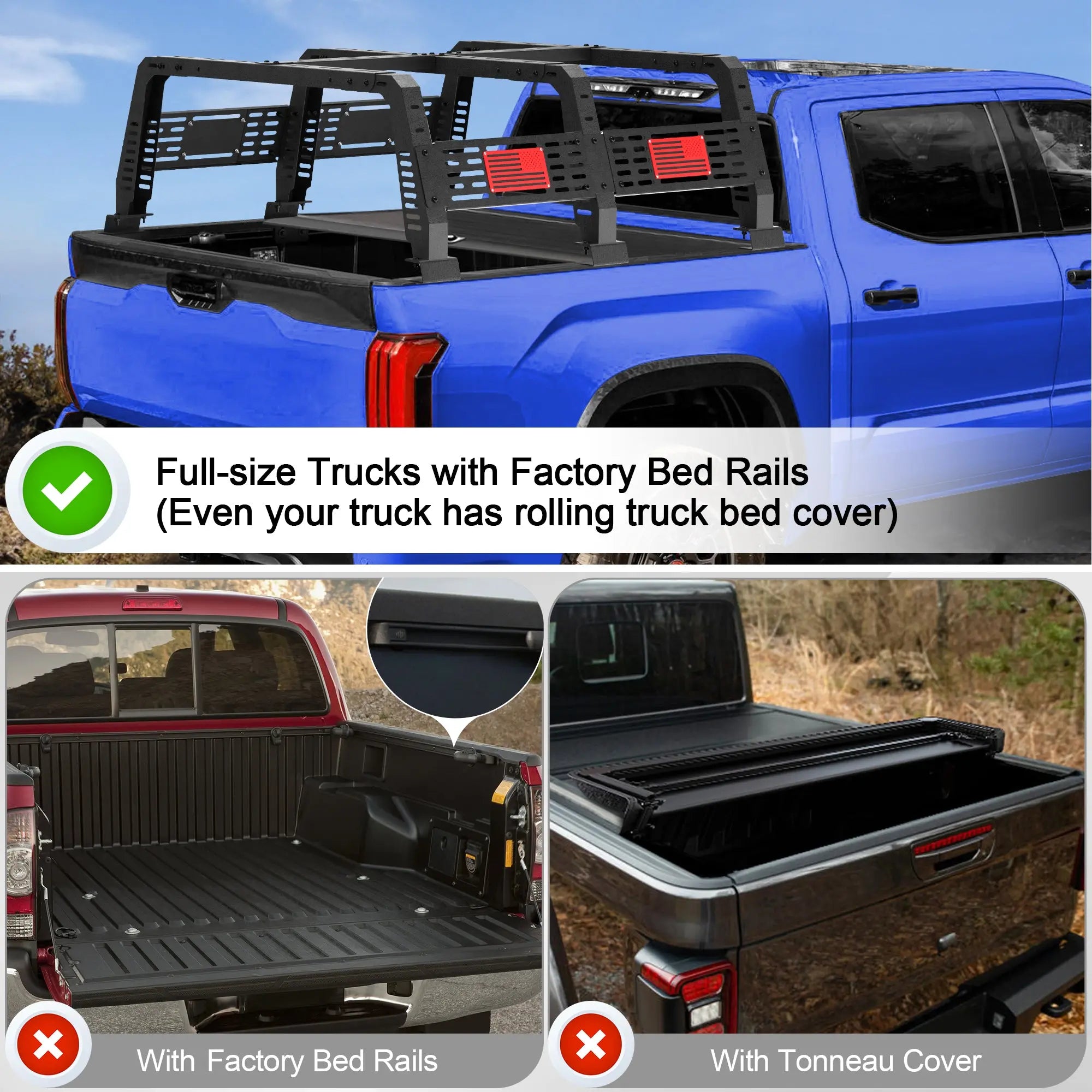 22.5" High Truck Bed Rack for Full-Size Trucks w/Out Bed Rails Overland Bed Rack for 2002-2023 Dodge Ram 1500, 2014-2022 Chevy Silverado 1500, 2015-2023 Ford F150, 2007-2013 Tundra POFENZE