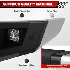 04-08 F150 Front Rear Bumper Set, Full Width Offroad Bumper w/Winch Plate, 144W Light Bar, 6x18w Fog Lights, D-rings, License Plate Bracket for 2004-2008 Ford F150 Truck