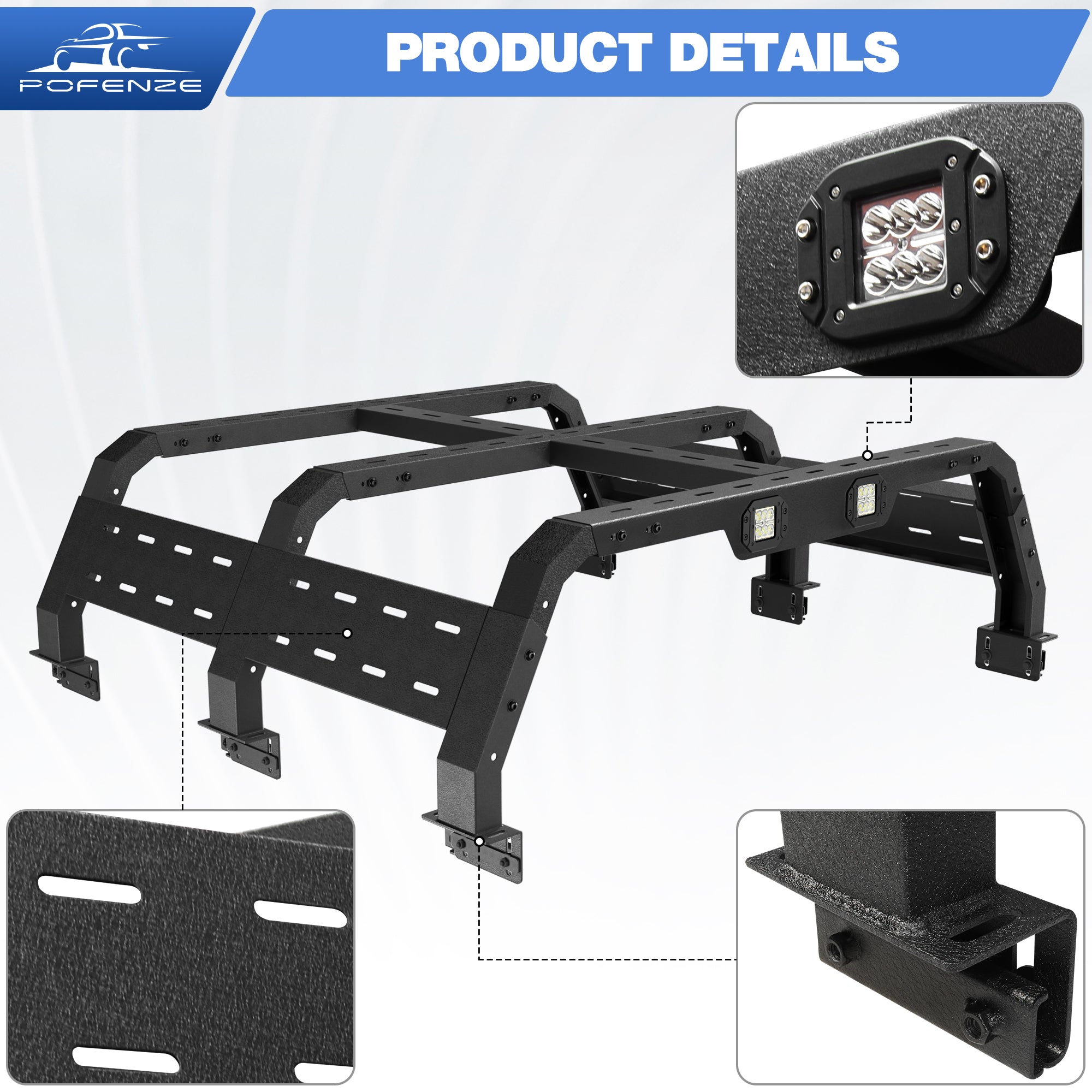 Truck Rack for Full-Size Trucks 17.3'' Bed Rack Without Bed Rails Overlanding Rack for 2002-2022 Dodge Ram 1500, 2014-2022 Chevy Silverado 1500, 2015-2022 Ford F-150, 2007-2013 Toyota Tundra