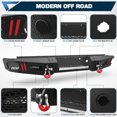 Rear Bumper Fit for Ford F-150 2009-2014, Textured Black Pickup Truck F150 Bumper (Excluding Raptor)