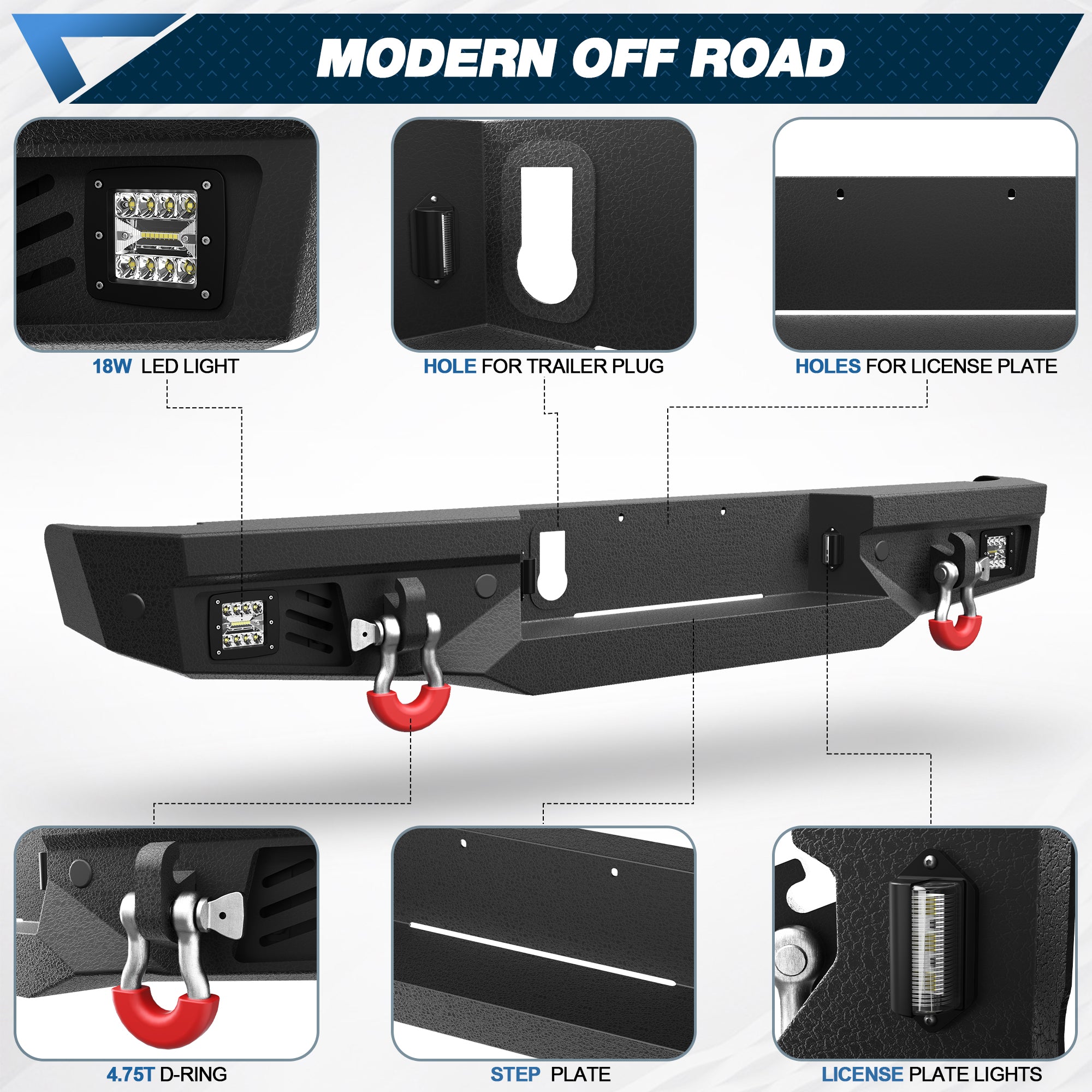 Rear Bumper Fit for Gladiator JT 2020 2021 2022 2023 2024