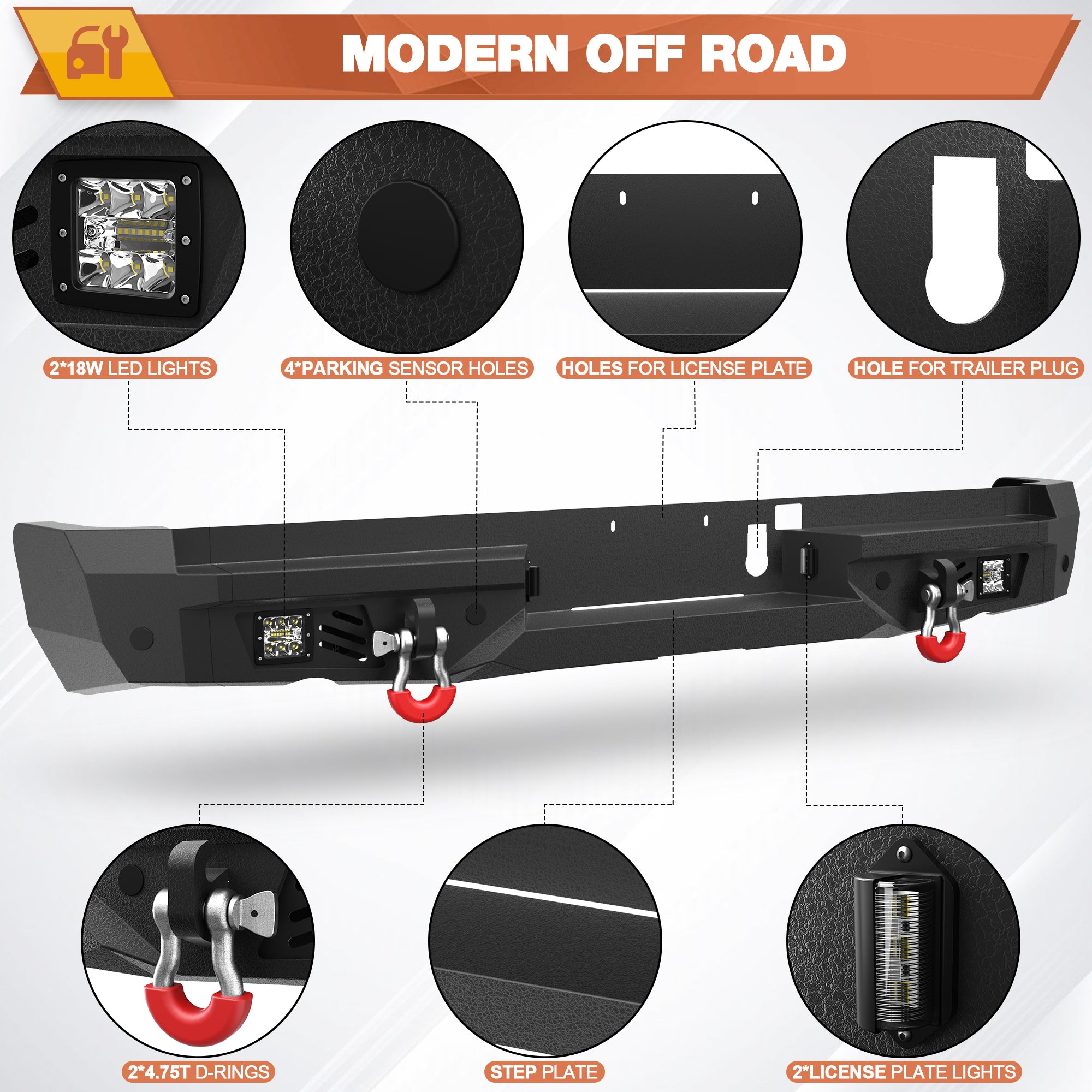 Rear Bumper Compatible with Ram 1500 2021-2024 Textured Black Pickup Truck Bumper for Ram 1500