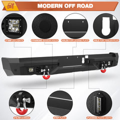 Rear Bumper Compatible with Ram 1500 2021-2024 Textured Black Pickup Truck Bumper for Ram 1500