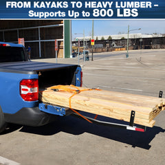 POFENZE Truck Bed Extender Hitch Mount, 2-in-1 Adjustable Extension Rack, 800 lbs Capacity