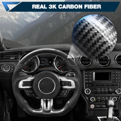 Carbon Fiber Steering Wheel for Mustang 2018-2022 Nappa Perforated Leather with Hand Stitching D-shaped Custom Steering Wheel for Mustang EcoBoost/GT for Shelby GT350/GT350R