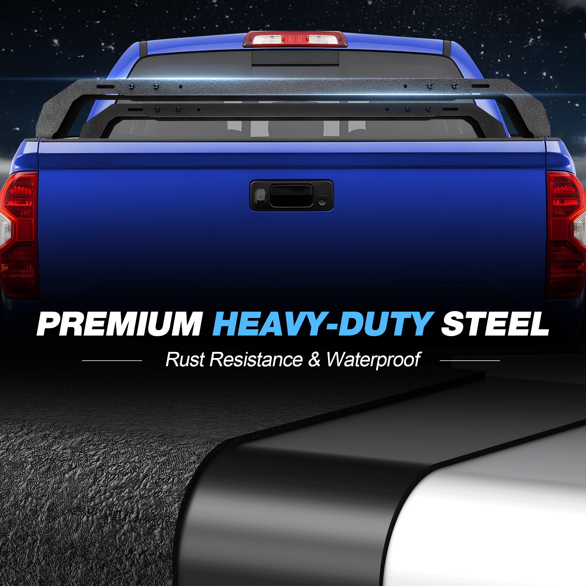 Truck Bed Rack with 2 Cross Bars Cargo Carrier Heavy Duty Truck Back Ladder Rack Compatible with 2005-2023 Toyota Tacoma & 2014-2023 Tundra with Bed Rail System
