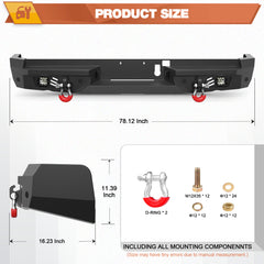 Rear Bumper Compatible with Ram 1500 2021-2024 Textured Black Pickup Truck Bumper for Ram 1500