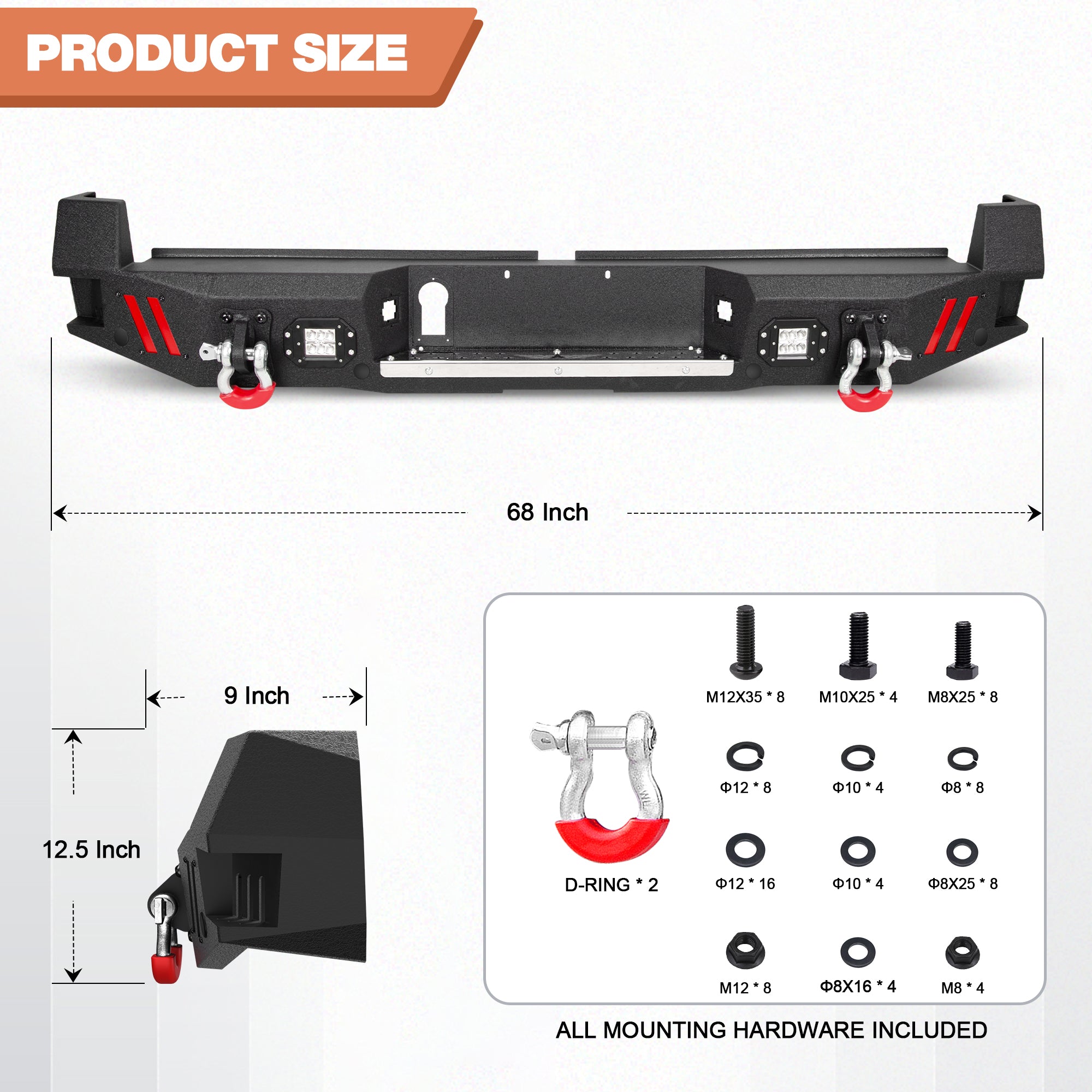 Rear Bumper Fit Toyota Tacoma 3rd Gen 2016 2017 2018 2019 2020 2021 2022 2023