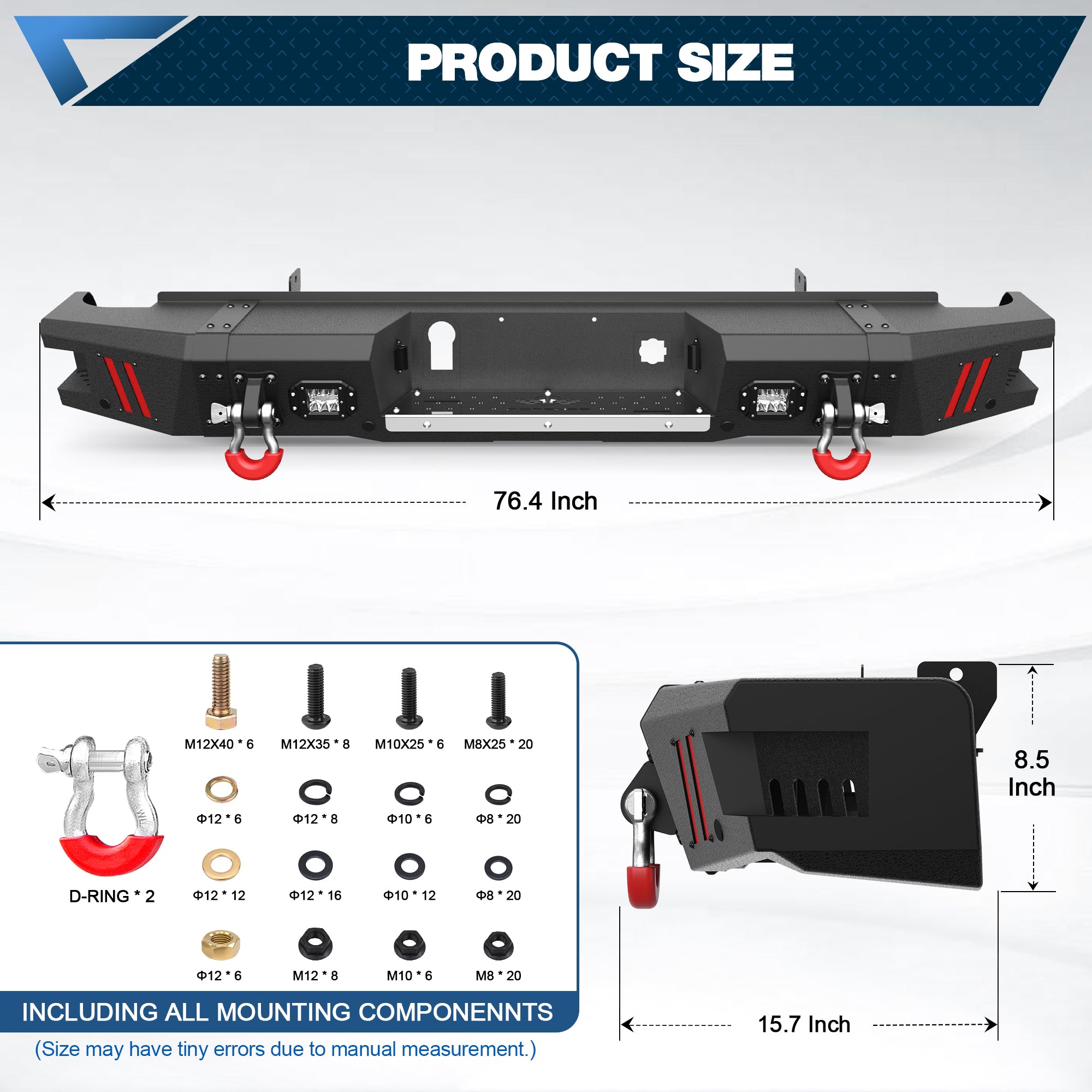 Rear Bumper Fit Chevy Silverado/GMC Sierra 2500/3500 HD 2015 2016 2017 2018 2019