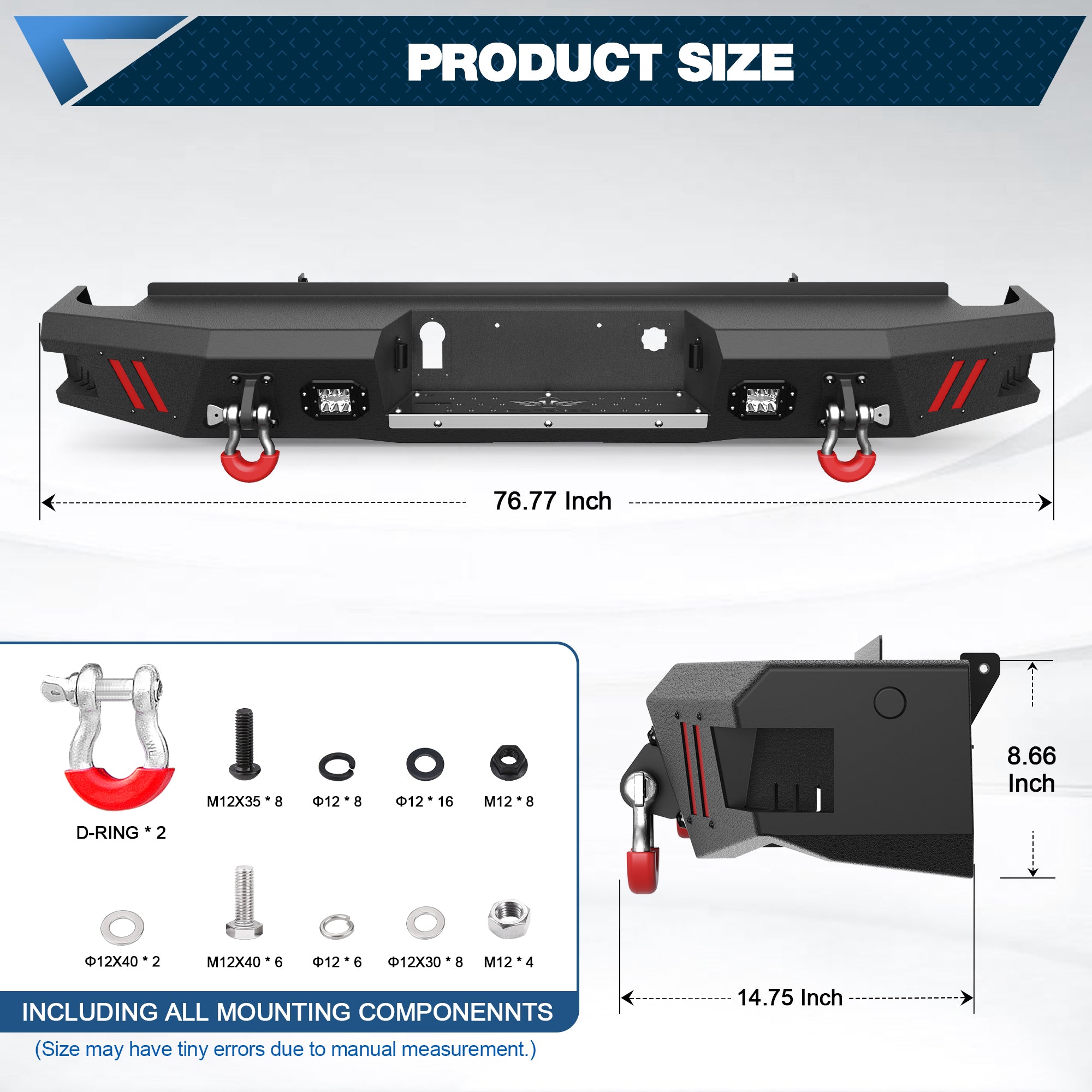 Truck Rear Bumper Fit Chevy Silverado 1500 / GMC Sierra 1500 (2007-2013)