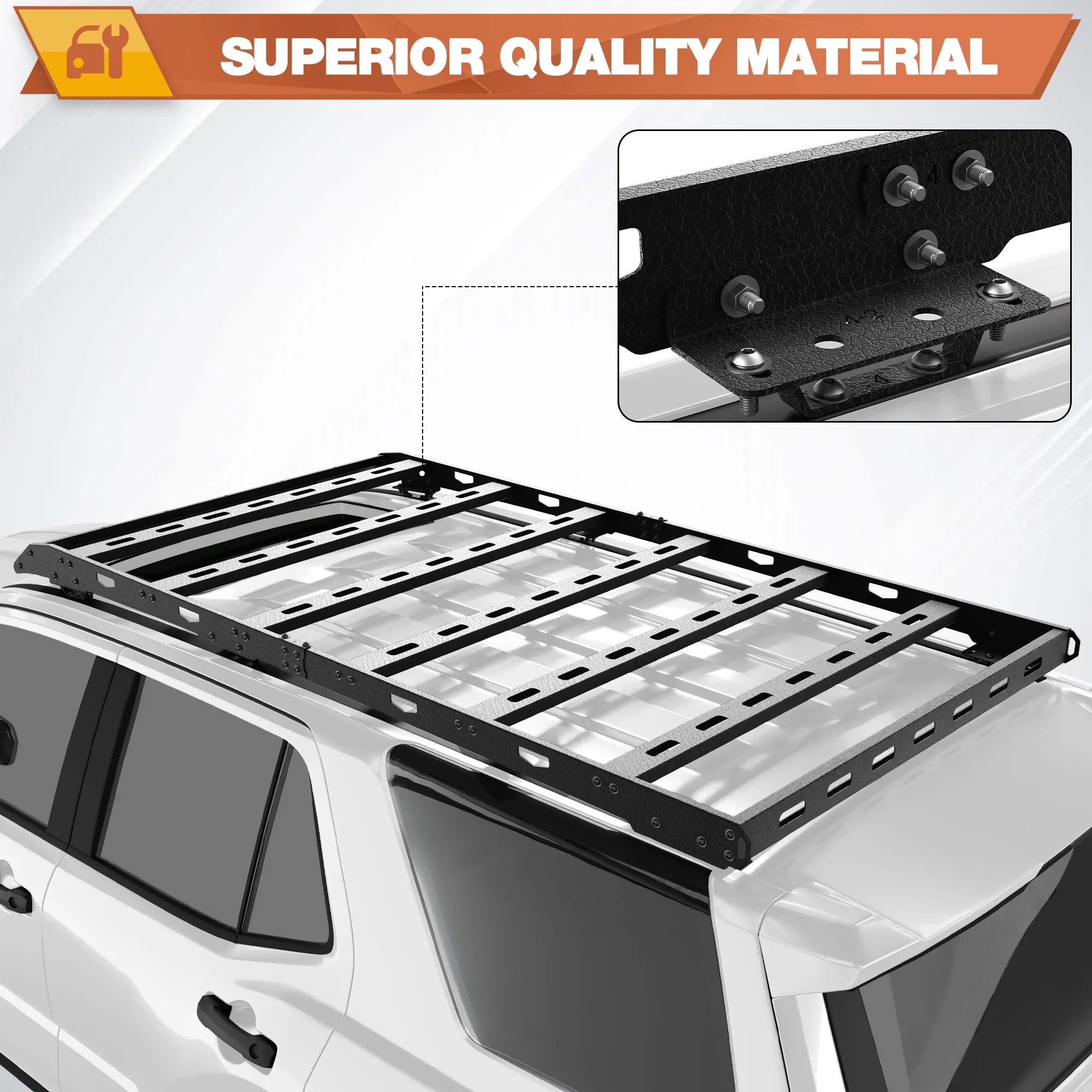 4Runner Roof Rack Fit for 2010-2024 Toyota 4Runner 5 Gen Double Cab Crew Cab（4 Doors Only） Heavy Duty Basket Cargo Carriers Luggage Storage Holder Carbon Steel Cross Bars POFENZE