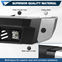 Rear Bumper Full Width for 2017-2022 Ford F250/F350/F450, Textured Black Bumper with 2x18W LED Lights & Sensor Holes & D-Rings