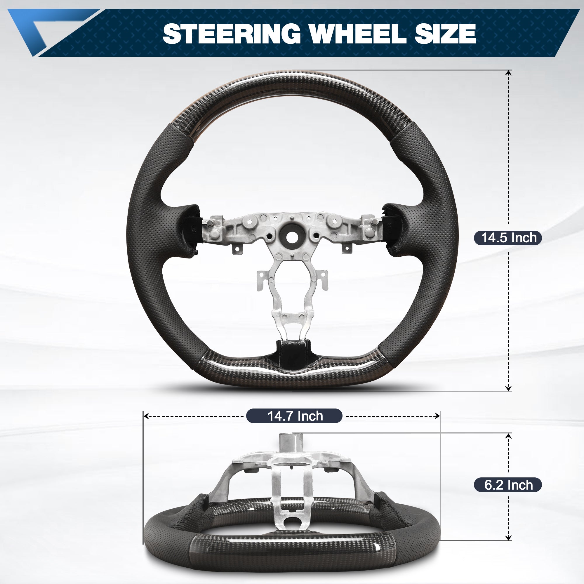 Carbon Fiber Steering Wheel For Nissan 370Z 2008-2020 Nappa Perforated Leather D-shaped Flat-bottom Steering Wheel Grip Hand-Stitched