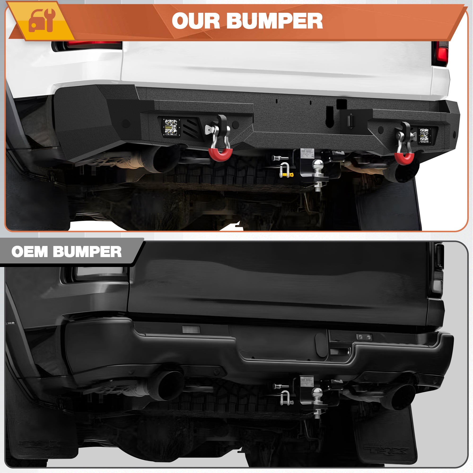 Rear Bumper Compatible with Ram 1500 2021-2024 Textured Black Pickup Truck Bumper for Ram 1500