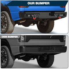 Titan Rear Bumper Full Width for 2016-2024 Nissan Titan, w/Step Plate, Fog Lights, License Plate Lights and D-rings (Not Fit Intelligent Radar Sensors)