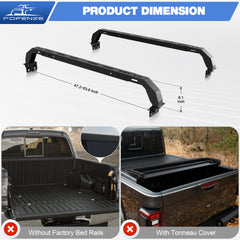 Truck Bed Rack with 2 Cross Bars Cargo Carrier Heavy Duty Truck Back Ladder Rack Compatible with 2005-2023 Toyota Tacoma & 2014-2023 Tundra with Bed Rail System