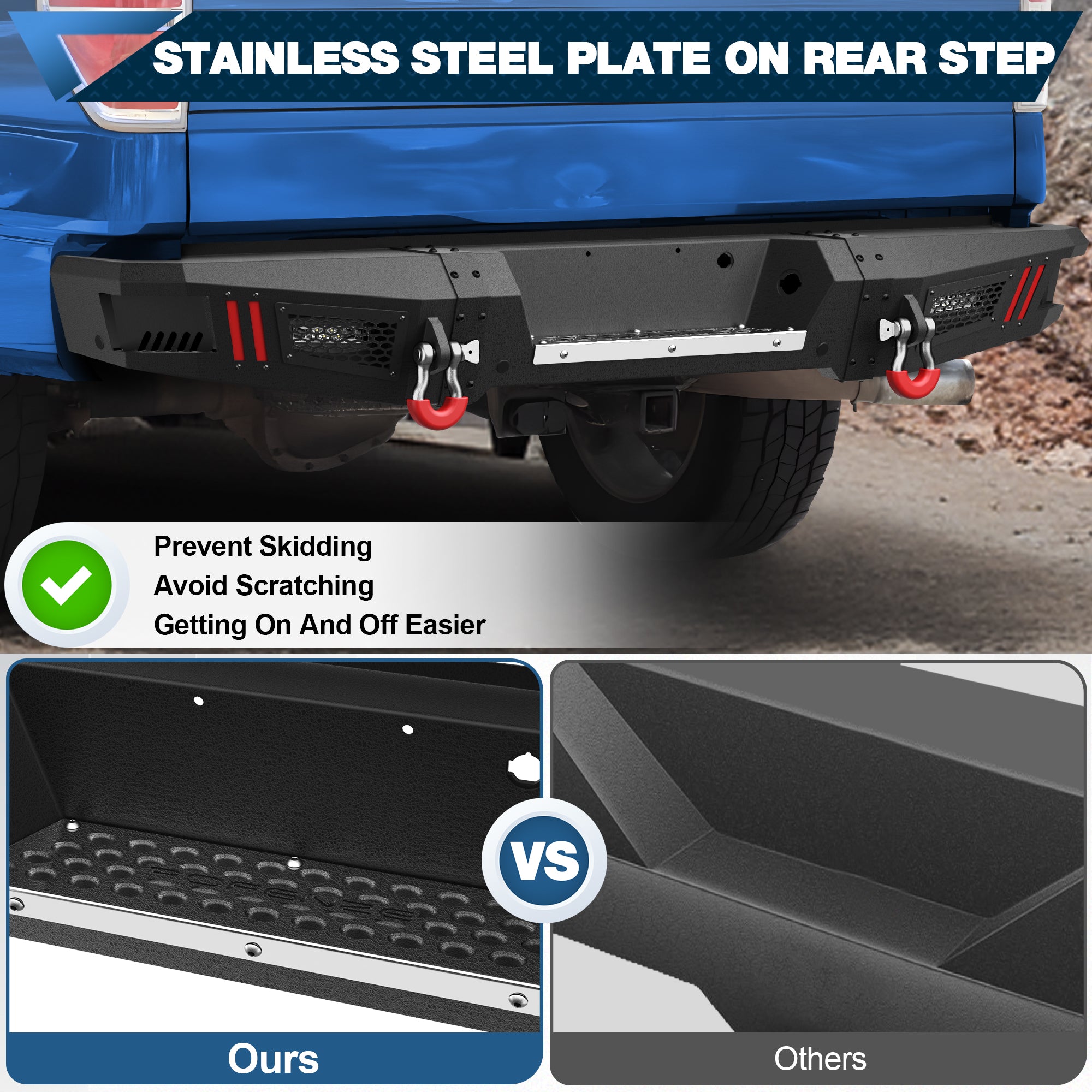 Rear Bumper Fit for Ford F-150 2009-2014, Textured Black Pickup Truck F150 Bumper (Excluding Raptor)