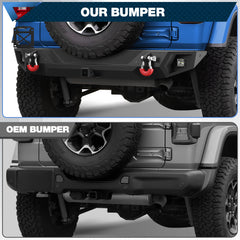 Rear Bumper Full Width for Wrangler JL JLU 2019-2024, Textured Black Rear Bumper with 2" Hitch Receiver
