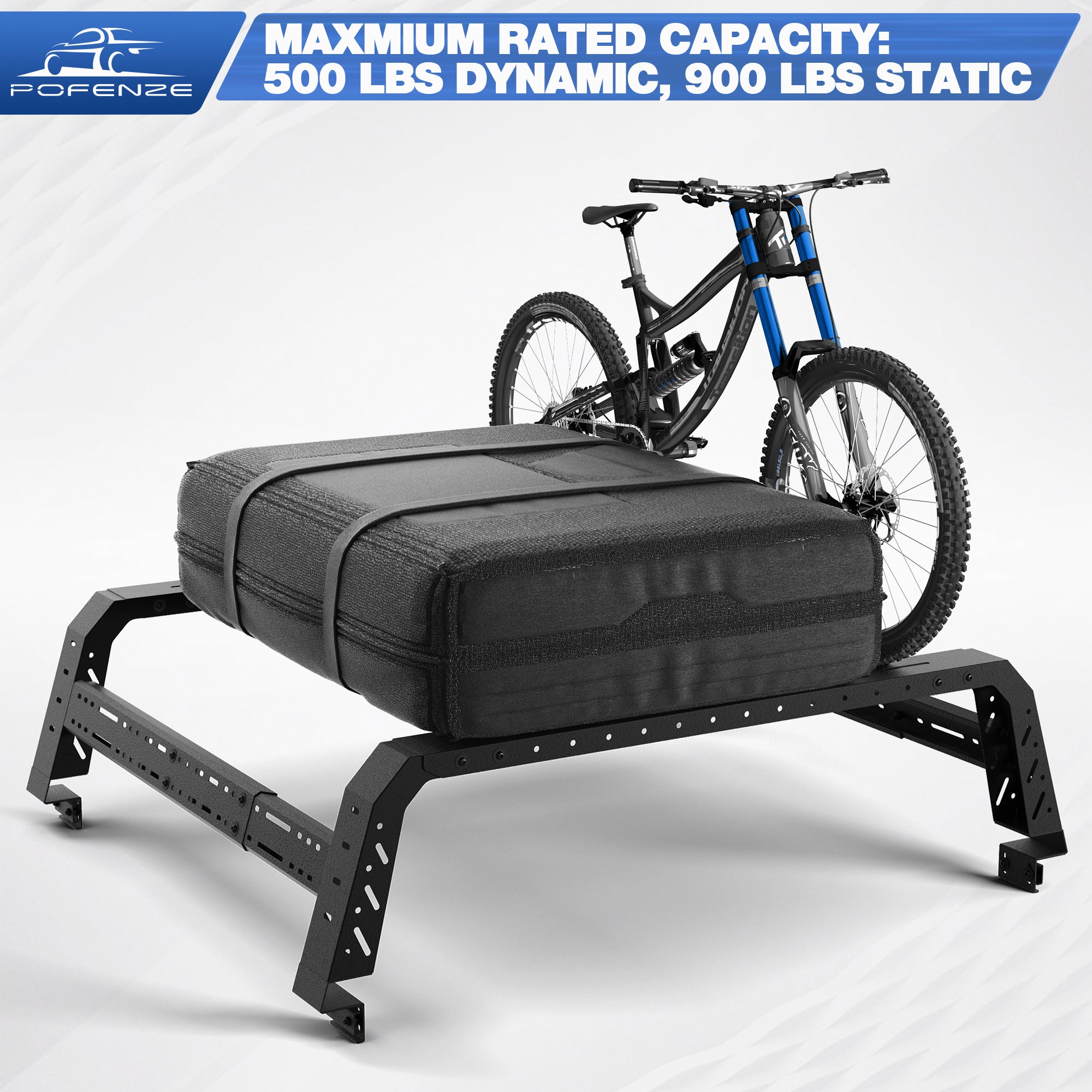 Adjustable 49.2"-70.8" Length Truck Bed Rack for Mid Size & Full Size Trucks w/Out Bed Rails Overlanding Bed Rack Compatible for Ram 1500 2500 3500, Toyota Tundra, Chevy Silverado, GMC Sierra