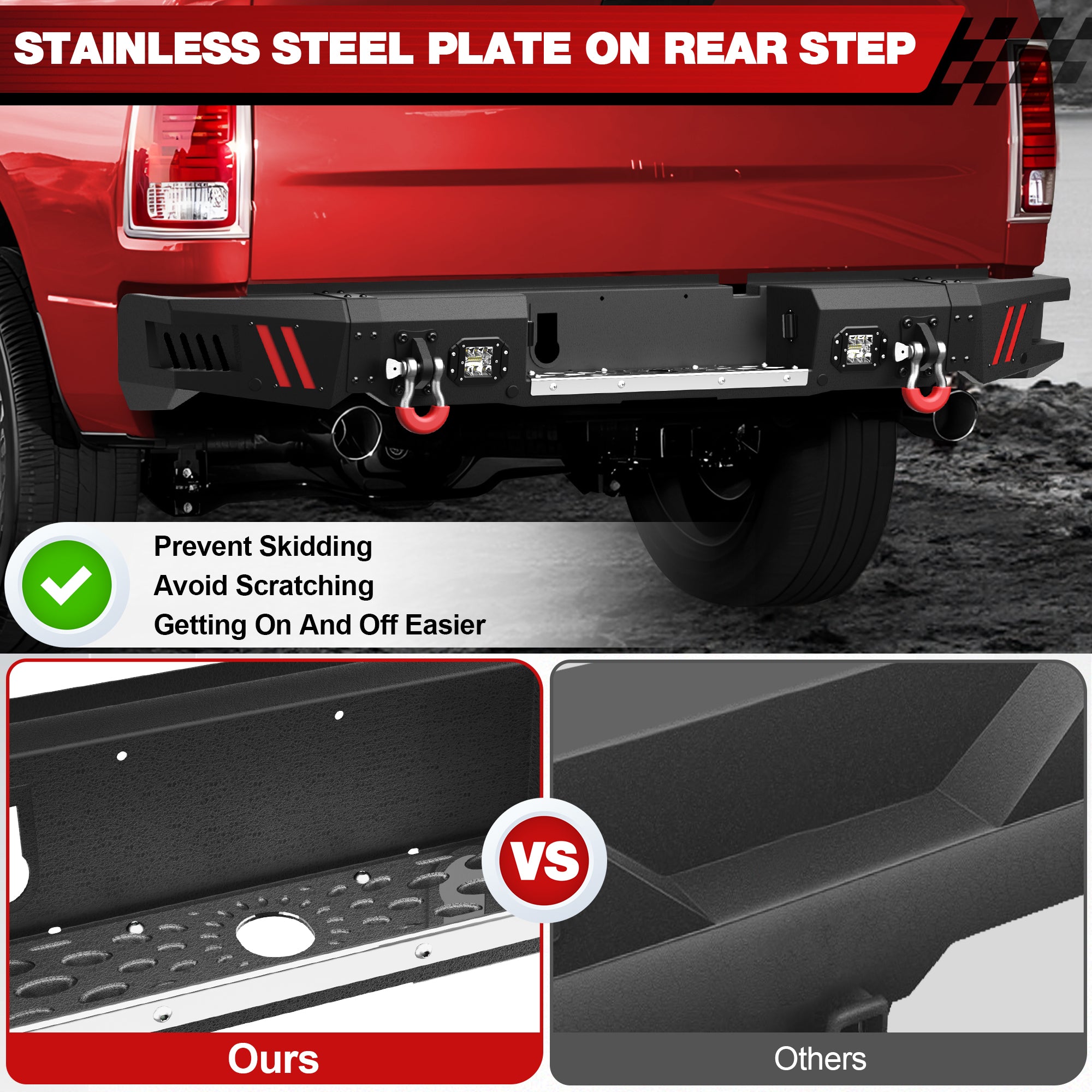 Rear Bumper Compatible with Ram 1500 2009-2018 and Ram 1500 2019-2023 Classic