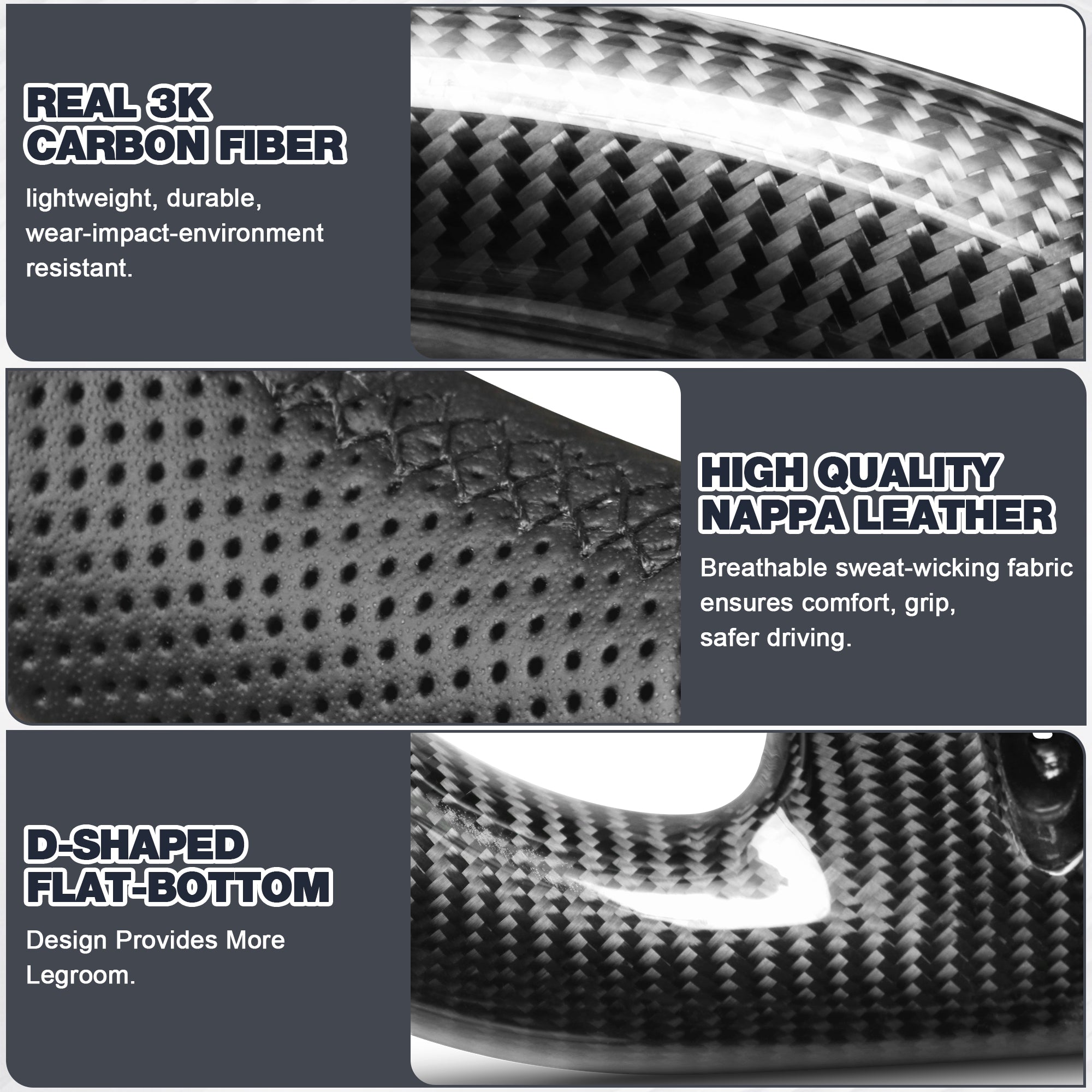 Carbon Fiber Steering Wheel For Toyota GR Supra 2019-2022 D-shaped Nappa Perforated Leather Flat-bottom Custom Steering Wheel