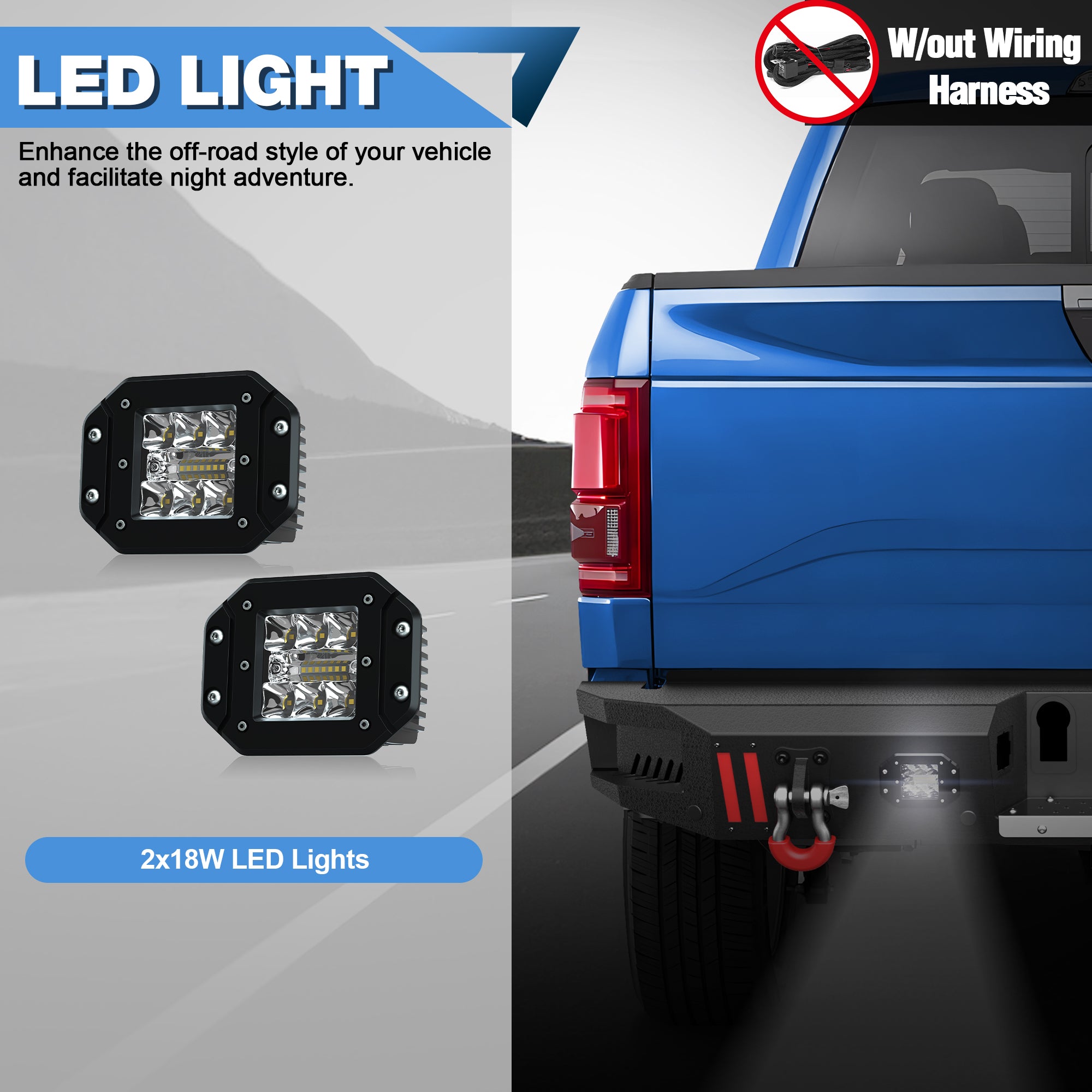 Rear Bumper Compatible with Ford F-150 2015-2023, Textured Black Pickup Truck F150 Bumper with Stainless Steel Step Plate, Lights and D-ring (Excluding Raptor & Ecoboost)