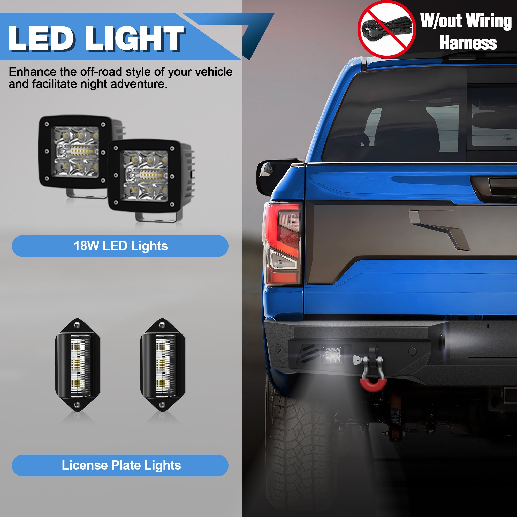 Titan Rear Bumper Full Width for 2016-2024 Nissan Titan, w/Step Plate, Fog Lights, License Plate Lights and D-rings (Not Fit Intelligent Radar Sensors)