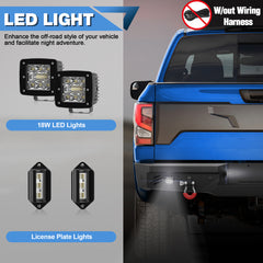 Titan Rear Bumper Full Width for 2016-2024 Nissan Titan, w/Step Plate, Fog Lights, License Plate Lights and D-rings (Not Fit Intelligent Radar Sensors)
