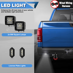 F150 Rear Bumper for 2015-2023 Ford F150 Pickup, w/Step Plate, Fog Lights, License Plate Lights and D-rings (Excluding Raptor & Ecoboost)