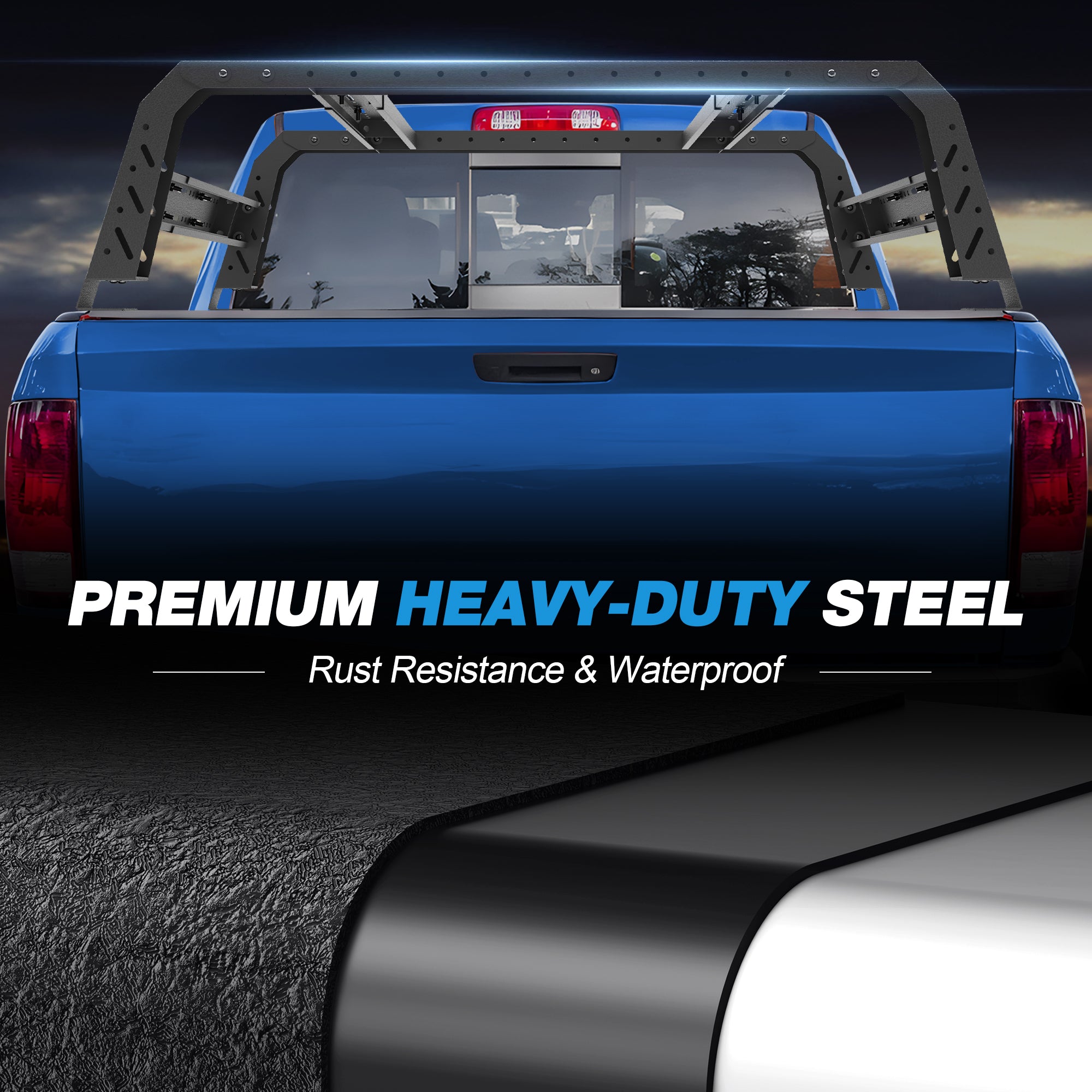 Adjustable 49.2"-70.8" Length Truck Bed Rack for Mid Size & Full Size Trucks w/Out Bed Rails Overlanding Bed Rack Compatible for Ram 1500 2500 3500, Toyota Tundra, Chevy Silverado, GMC Sierra