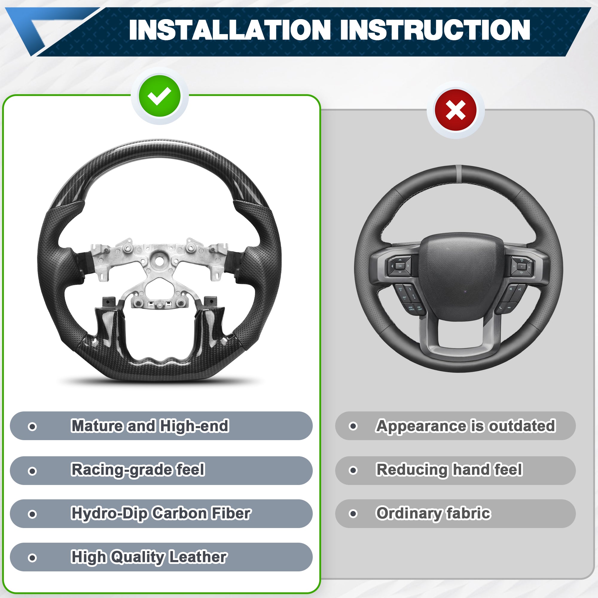 Hydro-Dip Carbon Fiber Steering Wheel For Nissan Patrol Y62 2019-2024 D-shaped With stitching Nappa Perforated Leather Flat-bottom Steering Wheel