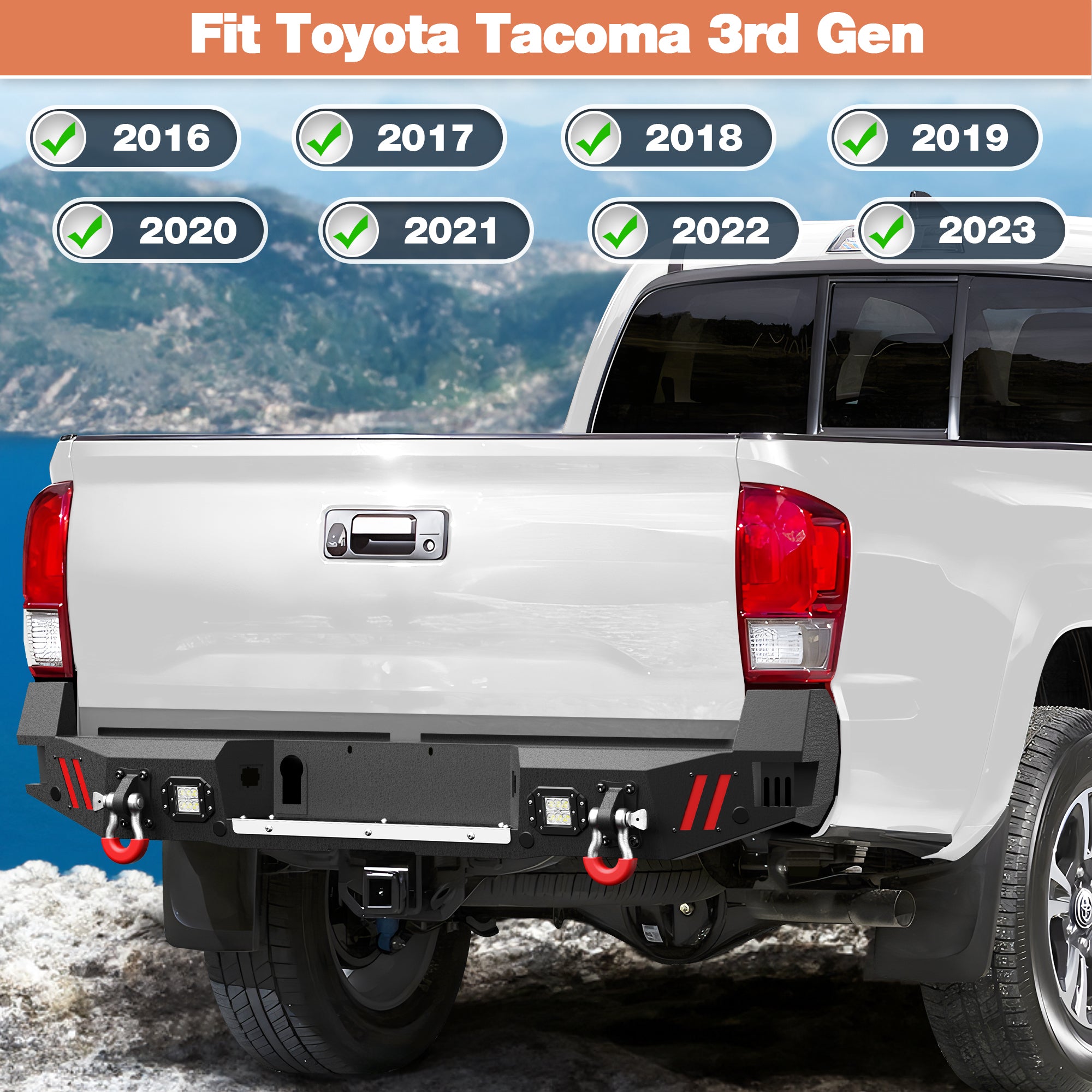 Rear Bumper Fit Toyota Tacoma 3rd Gen 2016 2017 2018 2019 2020 2021 2022 2023