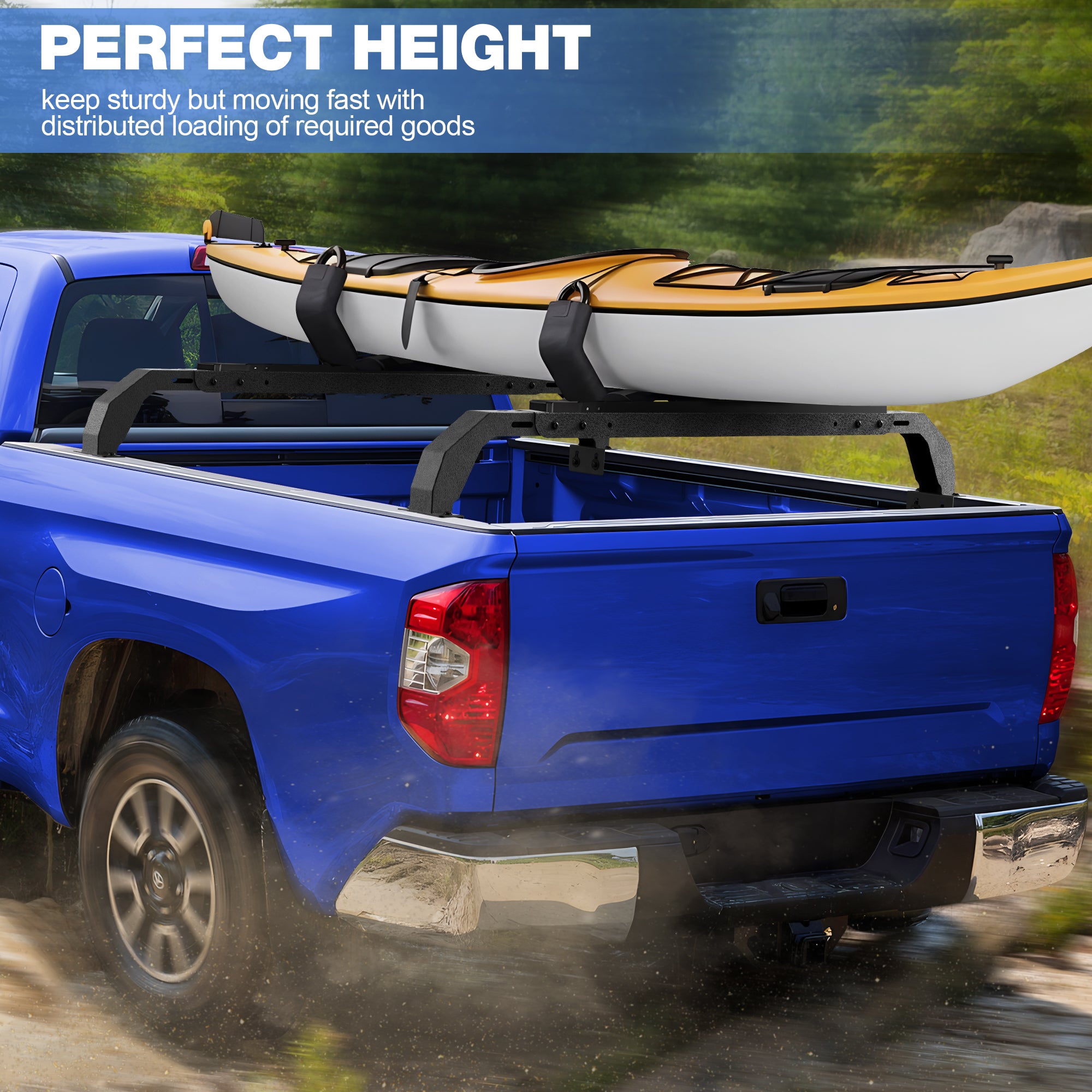 Truck Bed Rack with 2 Cross Bars Cargo Carrier Heavy Duty Truck Back Ladder Rack Compatible with 2005-2023 Toyota Tacoma & 2014-2023 Tundra with Bed Rail System